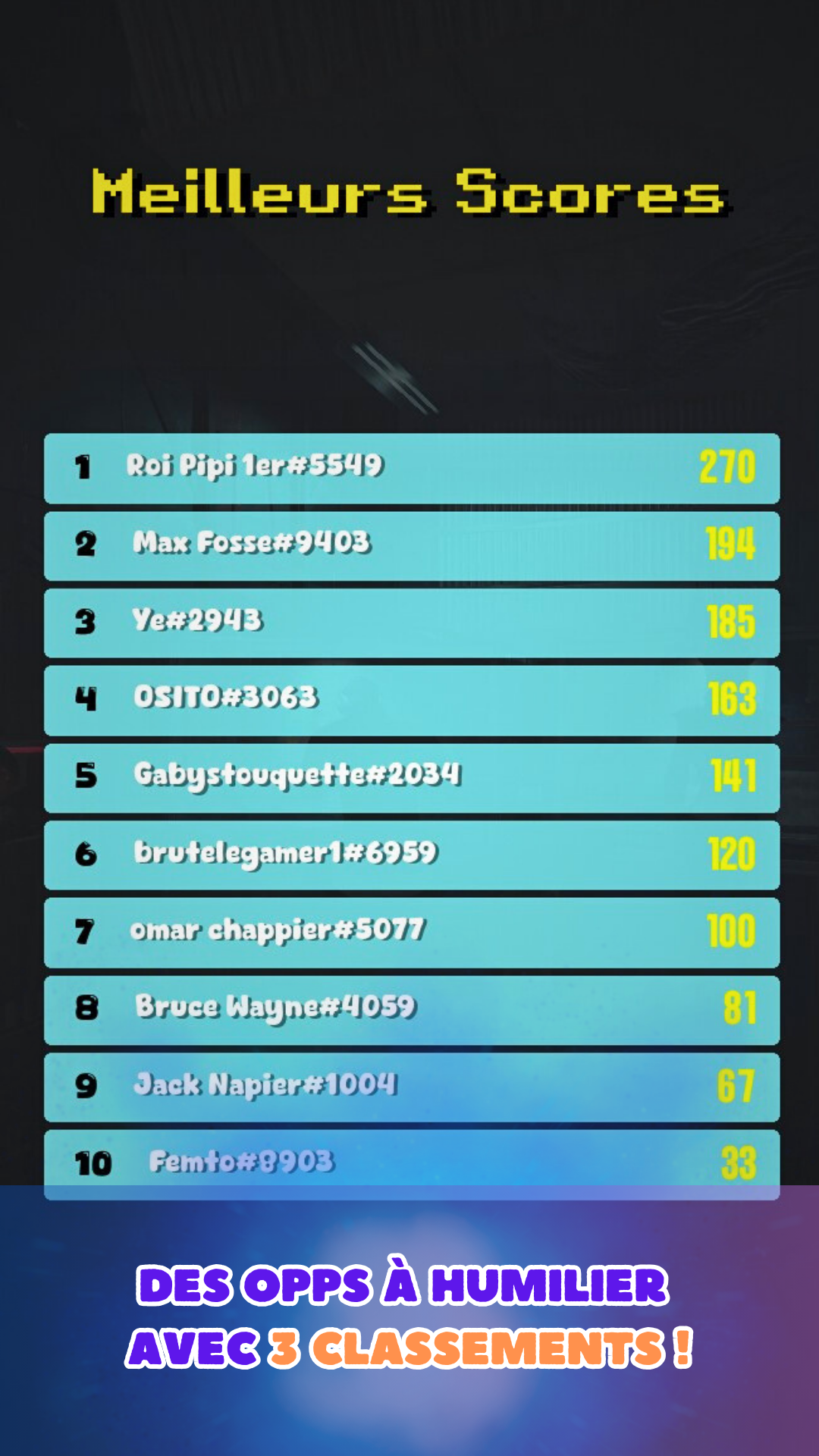 8. Des opps à humilier avec un classement